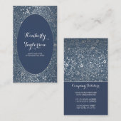 Carte De Visite Cru élégant d'argent et de marine pourtant moderne (Devant / Derrière)