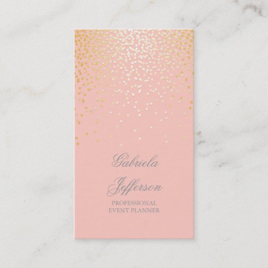 Carte De Visite Cru élégant de charme de rose de confettis d'or (Devant)