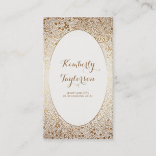 Carte De Visite Cru élégant d'or pourtant moderne floraux