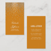 Carte De Visite Cru élégant orange de charme de confettis argentés (Devant / Derrière)