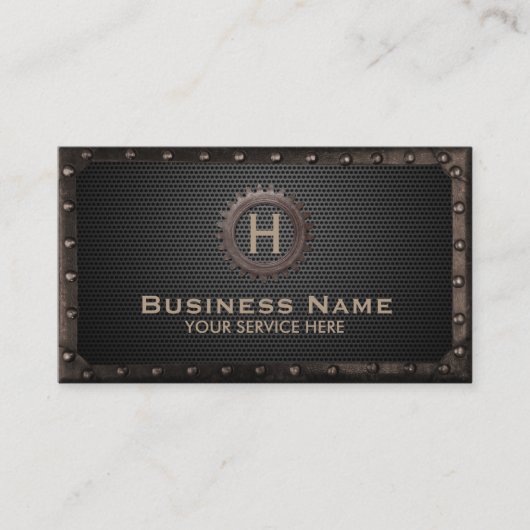 Carte De Visite Cru foncé en métal de monogramme de vitesse de (Devant)