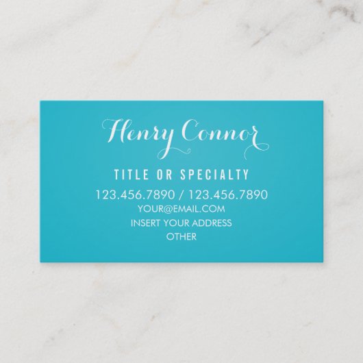 Carte De Visite Cru moyen professionnel de turquoise élégant (Devant)