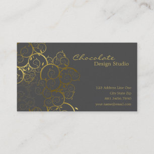 Carte De Visite Cru ornemental de Deco de feuille d'or de spirales