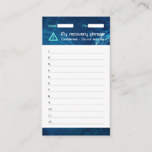 Carte De Visite Crypto Wallet Sci-Fi Recovery Seed Phrase 12