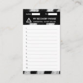 Carte De Visite Crypto Wallet Zebra Recovery Seed Phrase 12 (Devant)