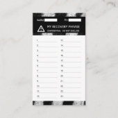 Carte De Visite Crypto Wallet Zebra Recovery Seed Phrase 24 (Devant)