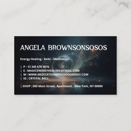 Carte De Visite Crystal Ball Psychic Medium Tarot Reader noir (Dos)
