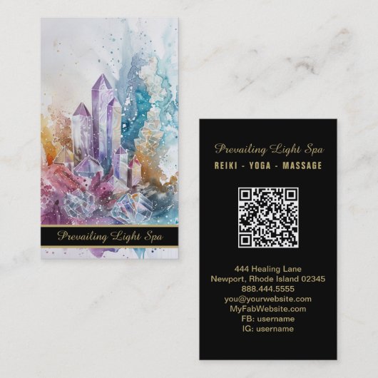 Carte De Visite *~* Crystal Cluster Rainbow AP90 Artsy Drip QR (Devant / Derrière)