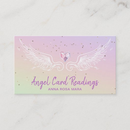 Carte De Visite *~* Crystal Heart Angel Wings Starry Night Sky (Devant)