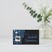 Carte De Visite Cubes brillants bleu foncé Eyelash Extensions Card (Debout devant)