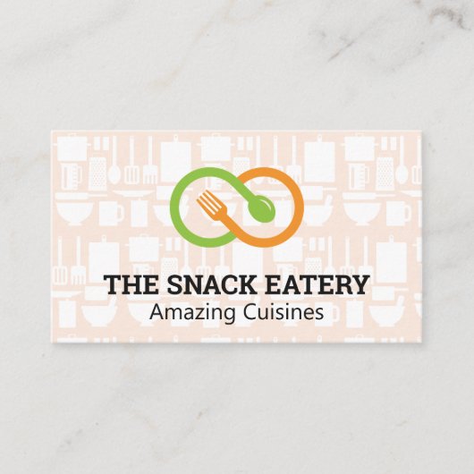 Carte De Visite Cuillère à fourche | Restaurant Ustensiles de cuis (Devant)