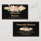 Carte De Visite Cuillère à huile Faux Or moderne Logo de restaurat (Devant / Derrière)