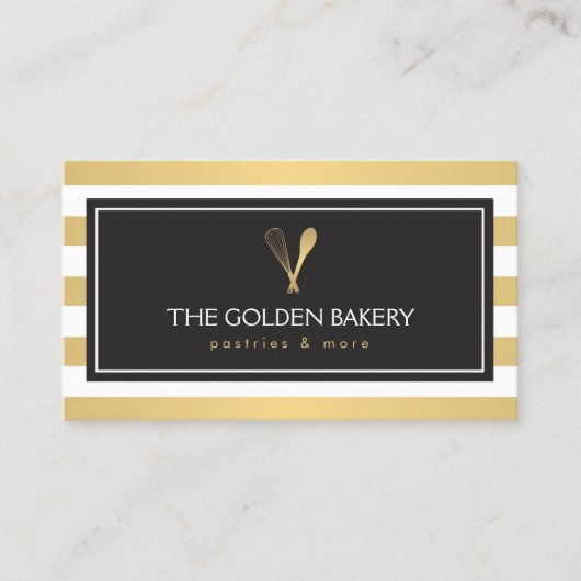 Carte De Visite Cuillère à Whisk Or Gratté Luxe Boulangerie Logo, (Devant)