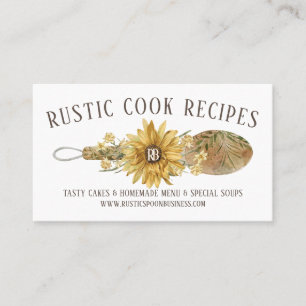 Carte De Visite Cuillère Fleurie Rustique Tournesol Boulangerie Cu