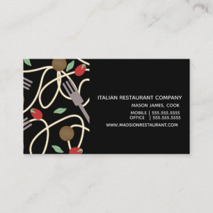 Carte De Visite Cuillères à spaghetti italien pour dîner avec boul