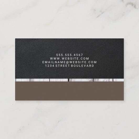 Carte De Visite Cuir à deux tons | Conseil | Découpe en bois (Dos)