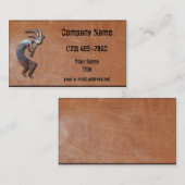 Carte De Visite Cuir âgé par Kokopelli métallique (Devant / Derrière)