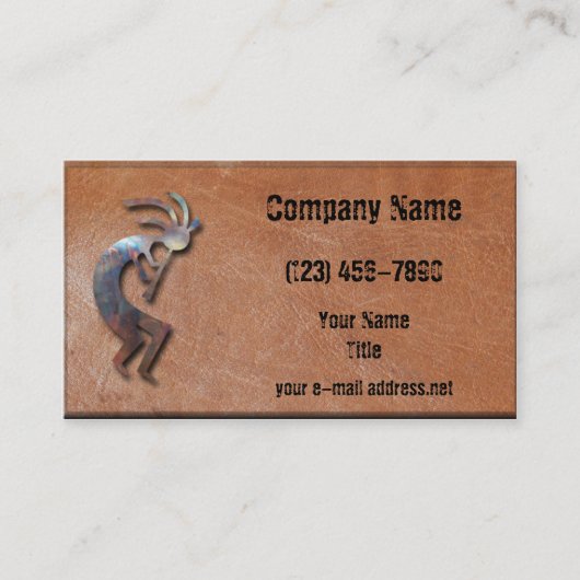 Carte De Visite Cuir âgé par Kokopelli métallique (Devant)