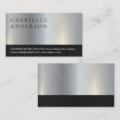 Carte De Visite Cuir | Arrière - plan de texture métallique | Exéc (Devant / Derrière)