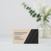 Carte De Visite Cuir | Arrière - plan géométrique noir (Debout devant)