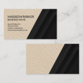 Carte De Visite Cuir | Arrière - plan géométrique noir (Devant / Derrière)