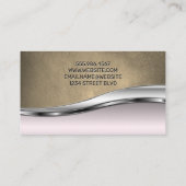 Carte De Visite Cuir | Arrière - plan métallique rose (Dos)