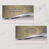 Carte De Visite Cuir | Arrière - plan métallique rose (Devant / Derrière)