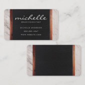 Carte De Visite Cuir avec marbre et finition bois (Devant / Derrière)