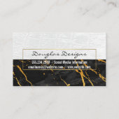 Carte De Visite Cuir blanc | Black Marble Gold Texture (Dos)