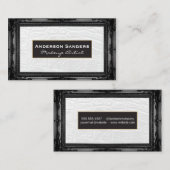 Carte De Visite Cuir blanc | Bordure noire antique (Devant / Derrière)