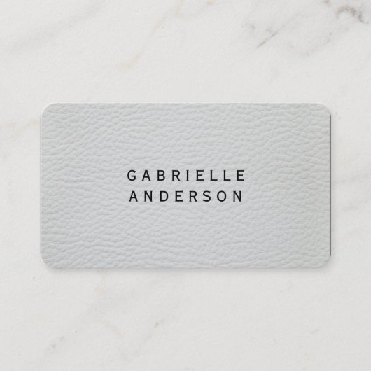 Carte De Visite Cuir blanc élégant professionnel (Devant)