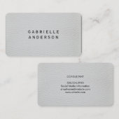 Carte De Visite Cuir blanc élégant professionnel (Devant / Derrière)