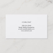 Carte De Visite Cuir blanc élégant professionnel avec texte gras (Dos)