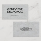 Carte De Visite Cuir blanc élégant professionnel avec texte gras (Devant / Derrière)
