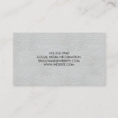 Carte De Visite Cuir blanc élégant professionnel avec texte gras (Dos)