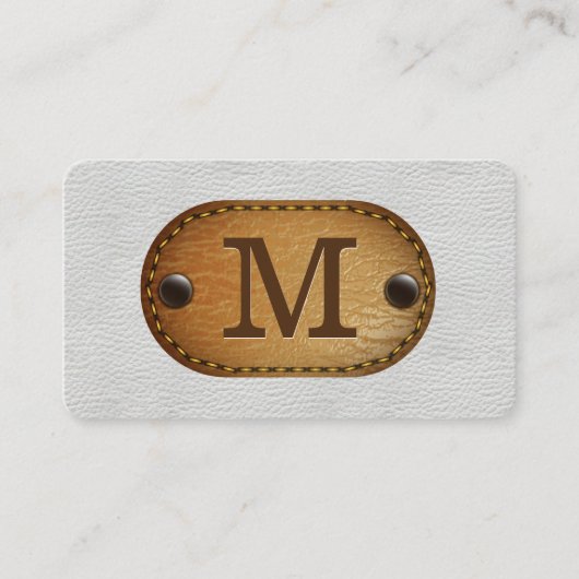 Carte De Visite Cuir blanc et cuir Brown pointu (Devant)