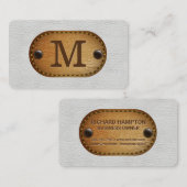 Carte De Visite Cuir blanc et cuir Brown pointu (Devant / Derrière)