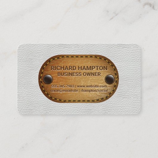 Carte De Visite Cuir blanc et cuir Brown pointu (Dos)