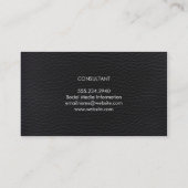 Carte De Visite Cuir blanc et noir élégant professionnel (Dos)