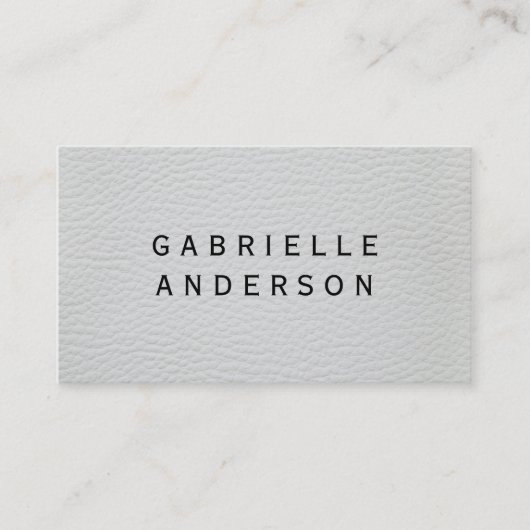 Carte De Visite Cuir blanc et noir élégant professionnel (Devant)