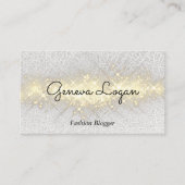 Carte De Visite Cuir blanc | Golden Sparkle (Devant)
