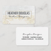 Carte De Visite Cuir blanc | Illustration Feuille d'or (Devant / Derrière)