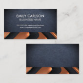 Carte De Visite Cuir bleu | Arrière - plan Abstrait métallique (Devant / Derrière)