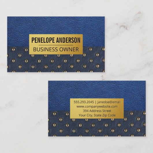Carte De Visite Cuir bleu | Matériau compressé (Devant / Derrière)