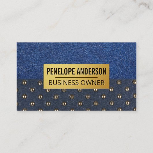 Carte De Visite Cuir bleu | Matériau compressé (Devant)