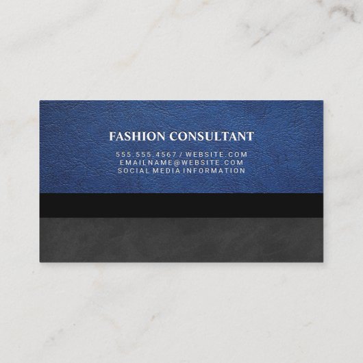 Carte De Visite Cuir bleu | Texture noire (Dos)