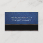 Carte De Visite Cuir bleu | Texture noire | Thread et aiguille (Dos)