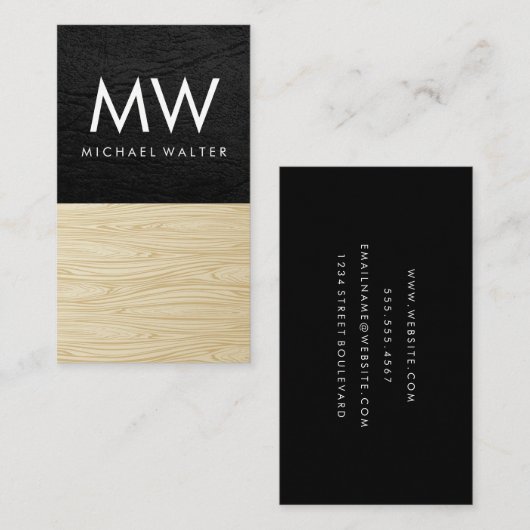 Carte De Visite Cuir | Bois (Devant / Derrière)