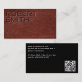 Carte De Visite Cuir Brown Embossé Faux (Devant / Derrière)