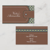 Carte De Visite Cuir Brown et vert et motif (Devant / Derrière)